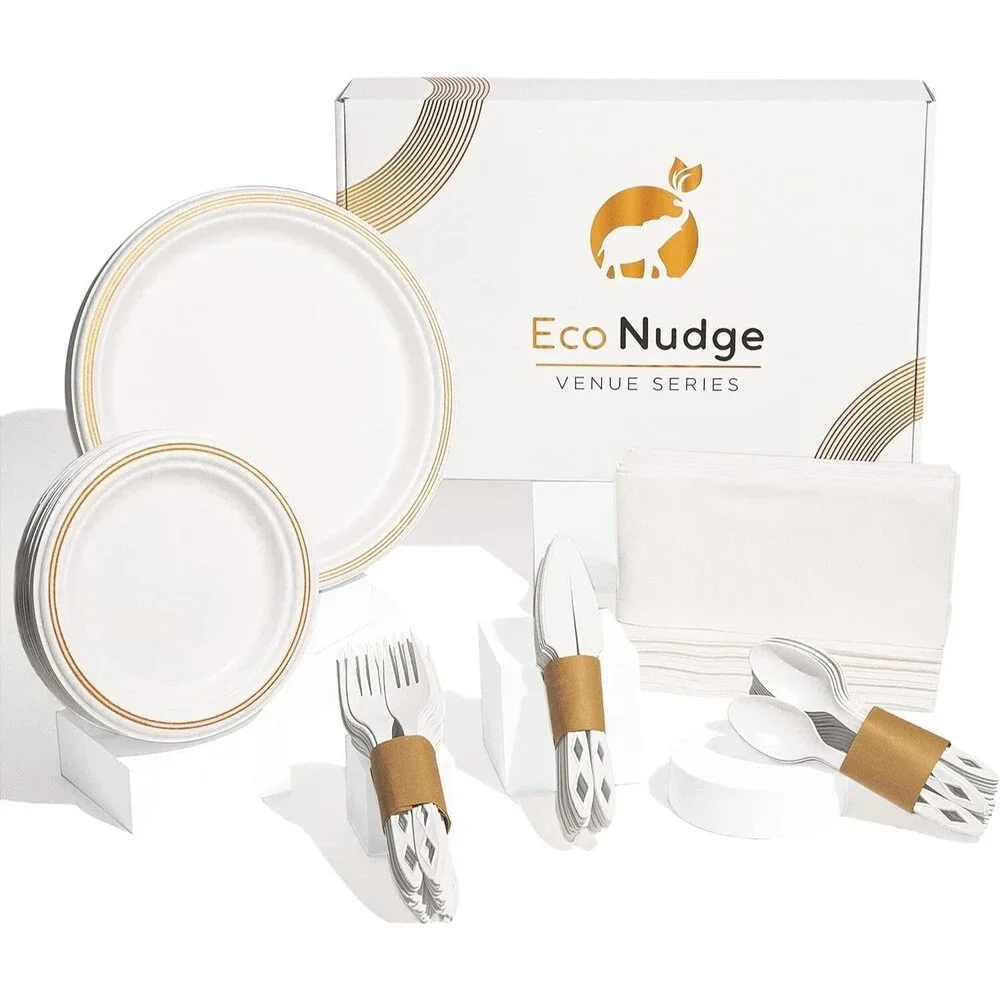 150 PCS Disposable Eco-Friendly Premium Dinnerware for Parties, Events Serves 25